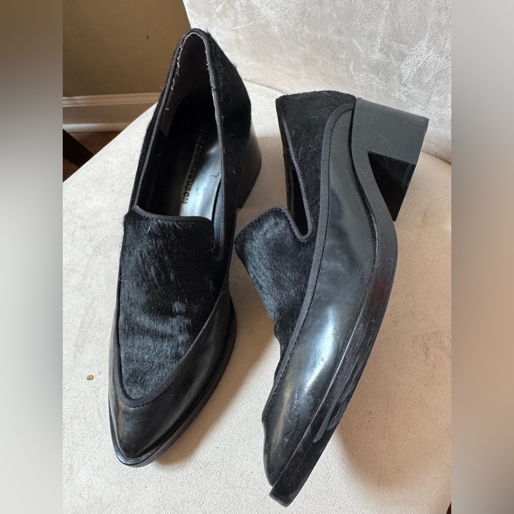 Sigerson Morrison Black Pony Hair Slip-On Loafers